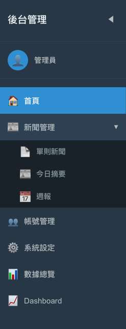 左側導覽列表