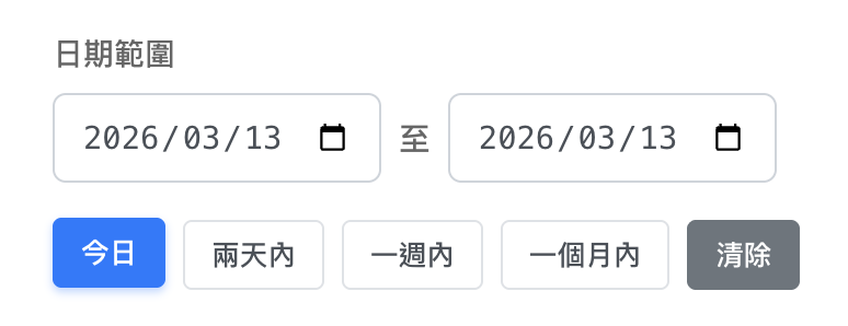 日期範圍篩選