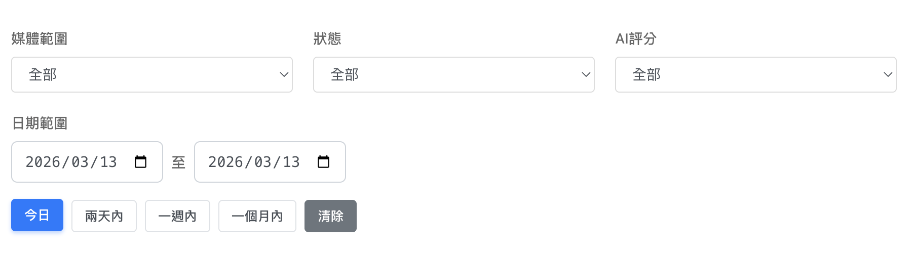 今日摘要篩選區